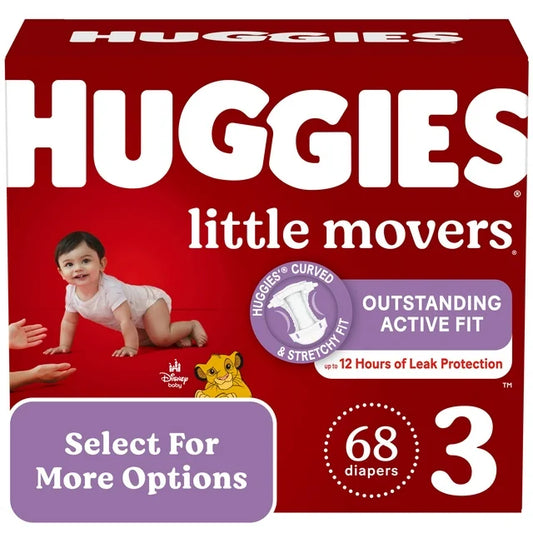 Huggies Little Movers Baby Diapers, Size 3, 68 Ct