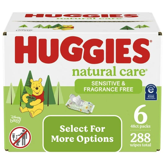 Huggies Natural Care Sensitive Baby Wipes, Unscented, 6 Pack, 288 Total Ct