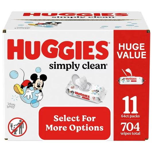 Huggies Simply Clean Unscented Baby Wipes, 11 Pack, 704 Total Ct