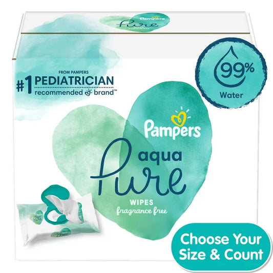 Pampers Aqua Pure Baby Wipes 8X Flip-Top Pack 448 Wipes