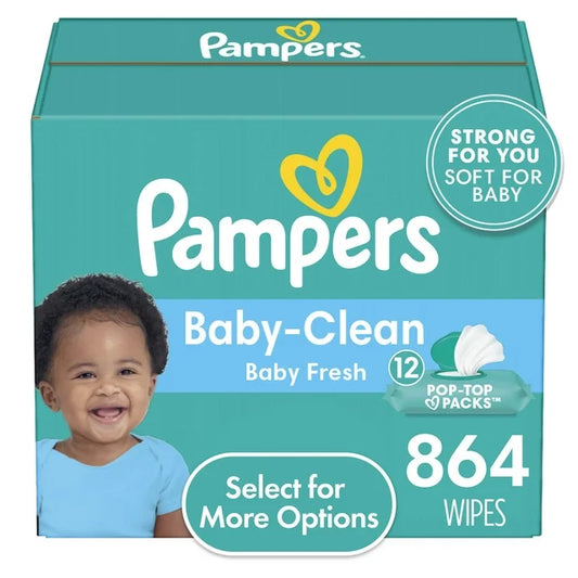 Pampers Flip Top Wipes Baby Fresh 12x 864 Wipes