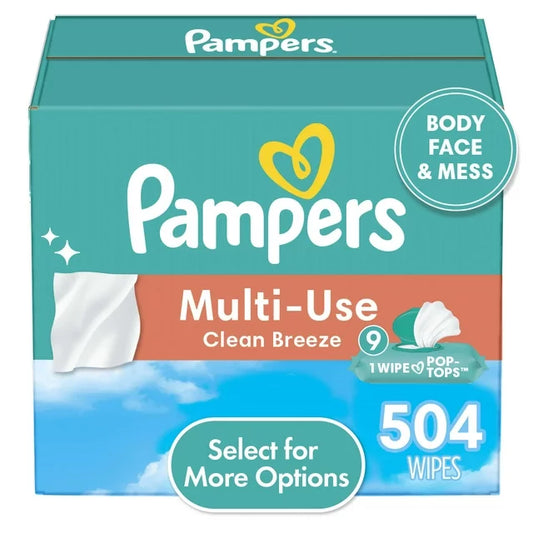 Pampers Multi-Use Baby Wipes 9X Flip-Top Packs 504 Wipes