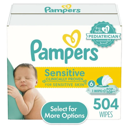 Pampers Sensitive Baby Wipes 6X Flip-Top Pack 504 Wipes